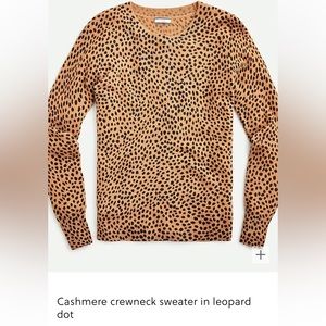 NWOT J CREW Cashmere crewneck sweater in leopard dot Size S!